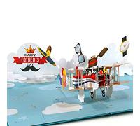 CUTPOPUP - Biglietto di auguri per la festa del papà pop up, biglietti di auguri 3D per gli uomini, padre lui ragazzo figlio fratello marito maschio (aereo per la festa del papà) US8-27UK1520