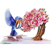 CUTPOPUP Ciliegio con Pettirosso - Biglietto Auguri Compleanno, Biglietto Festa della Mamma, Biglietti Auguri Compleanno, 3D Biglietto Anniversario (Cherry with Robin Bird) US8-AN175.IT