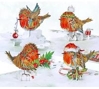 CUTPOPUP Confezione 4 Pettirosso - Biglietti Natale2024, Biglietti Auguri Natale, Biglietti Auguri Natalizi, Christmas Cards (Pack 4 Robin) US8-SET2IT