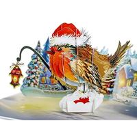 CUTPOPUP Pettirosso Uccello - 3D Biglietti Natale 2024, Biglietti Auguri Natale, Biglietti Auguri Natalizi, Biglietto Natale, Christmas Cards, Xmas Cards (Robin Xmas) US8-CN274IT
