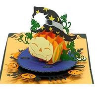 CUTPOPUP Pumpkin Halloween Pop Up Cards, Vintage Thank You Happy Halloween Celebration Greeting Cards IT
