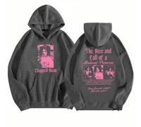 CUTTE Felpa con Cappuccio Chappell Roan | The Rise And Fall of A Midwest Princess | Stile retrò Y2K Unisex (Grigio Scuro,S)