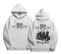 CUTTE Felpa Stray Kids Hop Album, Tour Mondiale SKZ Dominate 2025, Felpa con Cappuccio Maniche Lunghe Streetwear, Unisex per Uomo e Donna (Bianco 2,XL)