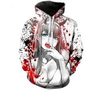 CUTTE Felpa Zero Two con Cappuccio - Stile Darling in The FranXX, Unisex per Cosplay E Casual (Carino,XL)
