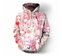 CUTTE Felpa Zero Two con Cappuccio - Stile Darling in The FranXX, Unisex per Cosplay E Casual (Inferno,XXL)