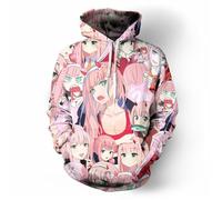 CUTTE Felpa Zero Two con Cappuccio - Stile Darling in The FranXX, Unisex per Cosplay E Casual (Occhi Bianchi,4XL)