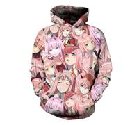 CUTTE Felpa Zero Two con Cappuccio - Stile Darling in The FranXX, Unisex per Cosplay E Casual (Scuro,XL)