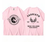 CUTTEE Fourth Wing Basgiath War College “Fly or Die” Double Sided T-Shirt | Dragon Rider Tee, Empyrean Series Unisex Casual Top for Book Lovers-Pink||m