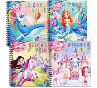 CutteeyFyry 4 libri di adesivi per bambini a partire dai 4 agli 8, adesivi per ragazzi e ragazze, con i numeri con storie, per migliorare l'intelligenza, per l'occupazione dei bambini, festa di