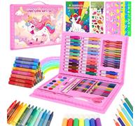 CutteeyFyry Set da colorare per bambini dai 3 ai 9 anni, set artistico unicorno con pastelli a olio, matite colorate, libro da colorare e strumenti artistici