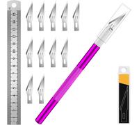 Cutter Di Precisione 12 Pz Taglierino, 1 Bisturi Con 10 Lame, 1 Righello, Modell