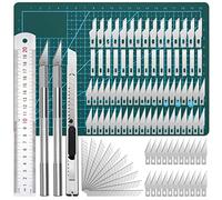 Cutter di Precisione Set, Coltello da Intaglio Artistici con 2 Manici, 90 Lame di Ricambio, Tappetino da Taglio per Hobbistica DIY Scrapbooking Stencil Intaglio Modellismo