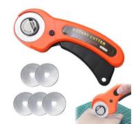 Cutter per Tessuti 45 mm con Impugnatura Confortevole e 5 Lame di Ricambio, Ondulato e Perforato - Cutter per Stoffa e Carta - Rotella Taglia Stoffa - Taglierino Rotante