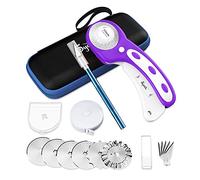 Cutter per tessuti 45mm taglierina rotante per tessuti, Dotato di 6 lame di ricambio per il taglio preciso di tessuto/pelle/carta/fibra ecc., Compresi scatola portaoggetti e cutter di precisione