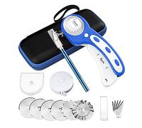 Cutter per tessuti 45mm taglierina rotante per tessuti, Dotato di 6 lame di ricambio per il taglio preciso di tessuto/pelle/carta/fibra ecc., Compresi scatola portaoggetti e cutter di precisione