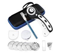 Cutter per tessuti 45mm taglierina rotante per tessuti, Dotato di 6 lame di ricambio per il taglio preciso di tessuto/pelle/carta/fibra ecc., Compresi scatola portaoggetti e cutter di precisione