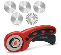 Cutter Rotanti per Tessuti Taglierina Rotante Rotary Cutter con 5 Lame Sostituibili Taglierina a Rullo in Tessuto per Quilting Cucire Cucire, Taglio Tessuto, Taglio Carta, Taglio Pelle 45mm Lame