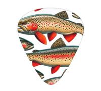 Cutthroat-Rrout-On-White - Confezione da 12 plettri per chitarra con 3 spessori e scatola portaoggetti, plettri in ABS per basso elettrico