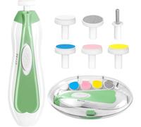 Cutties and Giggles Tagliaunghie elettrico per neonati, con 6 accessori, luce LED e custodia, silenzioso, sicuro, per neonati, neonati e bambini, funzionamento a batteria, 4 velocità