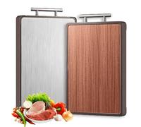 Cutting Board for Meat, Double-Sided Non-Slip Chopping Board, Ebony+Stainless Steel+Silicone Versatile Kitchen Utensils and Gadgets for Vegetables, Pastry, Bread, Ideal for Home, 42x26.5x2.2cm