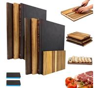 Cutting Board That Looks Like Books, Solid Wood Book Shaped Cutting Board Set of 3 with Stand, Library Style Kitchen Chopping Boards for Cheese Bread Meat Vegetable Fruit Prep