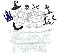 Cutting Dies Halloween, Cutting Dies Scrapbooking, Metal Embossing Halloween, Geeignet für die Herstellung von Halloween Grußkarten zu machen Geschenkiger (Silber)