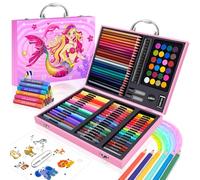 CuttleFyry Set di Colori con Sirena per Bambini, Set di Disegno con Pennarelli Marker, Pastelli ad Olio, Pastelli a Cera, Regalo di Natale per Bambini dai 4 ai 12 Anni