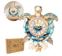 Cutywood Puzzle 3D per adulti - Orologio a tartaruga con orologio funzionale, puzzle in legno 3D (26,2 x 30,5 cm), puzzle 3D da scrivania, decorazione da parete per la casa, regali per amici/notte di