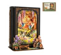 Cutywood Puzzle 3D per adulti-paesaggio dei sogni della foresta, kit fai da te con luce notturna a LED, puzzle in legno 3D colibrì foresta libro di fiabe, decorazione per la casa, regalo per adulti