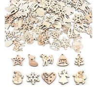 CUVZORA 100 pezzi decorazioni natalizie in legno a forma di stelle in legno vuote fette di legno per decorazioni da tavolo, decorazioni natalizie fai da te, decorazioni natalizie