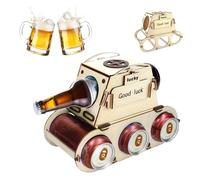 CUVZORA Divertente porta birra in legno con design serbatoio, regalo originale per uomini, 30, 40, 50 per gli amanti della birra, ideale per Oktoberfest unico porta birra