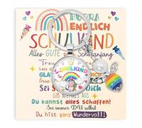 CUVZORA Portachiavi con angelo custode, portachiavi per bambini con grazioso biglietto di auguri, portafortuna, per l'inizio della scuola, per ragazzi e ragazze, regalo per l'inizio della scuola