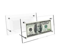 Cuyacili 2 Pezzi Cornici Portafoto in Acrilico Trasparente Telaio di valuta Dollaro Bill Holders Protezione Biglietti Proteggere la Carta Fotografica e Le Banconote 20,5x11,5 cm
