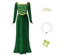 Cuzeolin Vestito da principessa per le donne a maniche lunghe abito di velluto verde elegante vestito da festa, Fiona, XXX-Large