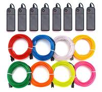 cuzile 8 * 1m EL Wire LED Neon Flessibile Elettroluminescente Filo EL Fili Super Luminoso Stroboscopico Controllo di o Abito Cosplay Festa Halloween Natale Party Carnevale Decorazione (5 colori)