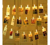 Cuzile LED clip string luci a pile per foto appendini a luce calda con 20 foto clip perfetto per appendere quadri, banconote, carte, appunti e opera