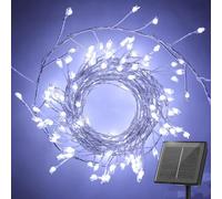 cuzile Luci solari per esterni, 6M 200 LED Luci a catena solare per esterni impermeabili, 8 modalità di illuminazione a fuochi d'artificio per balcone, per albero, terrazza, festa di Natale