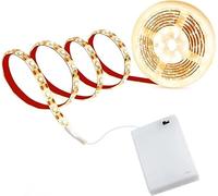 cuzile striscia di luci a LED bianche, 100 cm, scatoletta con batterie, interruttore, funzionamento a batteria, bianco caldo