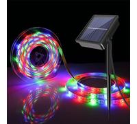 cuzile Striscia LED solare per esterni, 1 m, SMD 2835, LED a energia solare, colore RGB, IP65, impermeabile, per giardini e giardini