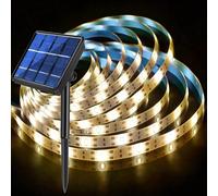 cuzile Striscia LED solare per esterni, 3 m, luce bianca calda, 3000 K, luce solare, 90 LED, Cuttable, IP65, impermeabile, per balcone, giardino, scale