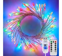 cuzile USB Fuochi d'artificio Fata Luci 6M 200 LED Luci scintillanti con telecomando e timer, luci a grappolo impermeabili per corona interna fai da te festa matrimonio decorazione di Natale