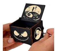 Cuzit Carillon in legno con melodia "This is Halloween" giocattolo The Nightmare Before Christmas con manovella a mano incisa vintage carillon musicale in legno giocattolo regali per Halloween