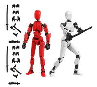 CUZYP 2 Pezzi T13 Action Figure Set,magnetico Toy Robot Multi-giunto stampato in 3D, decorazioni desktop per gli amanti del gioco giocattoli(Bianco e rosso)