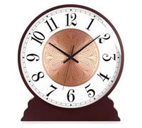 CvbGNJm Orologio da camino, orologi in legno massello, orologio scrivania decorativo silenzioso, mensola, facile leggere, a batteria, for soggiorno, ufficio, cucina(ROSE GOLD A,14Inch)