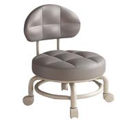 CvbGNJm Sgabello Rotolante, Sgabello Rotondo Basso Con Ruote Trucco Girevole A 360° Con Puleggia Schienale for Cucina Negozio Di Barbiere Biblioteca Salone Garage(Gray)