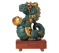 CvbGNJm Statua di drago cinese, statua Feng Shui, mascotte zodiacale con base in legno, decorazione for scrivania, ufficio e casa, attira ricchezza buona fortuna
