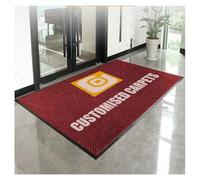 CVBN Zerbino Personalizzato per Logo Testo Base Antiscivolo Assorbe Acqua Ingresso Esterno Welcome Tappeto Personalizzati per Interni Casa e Ufficio,Rosso,90x120cm