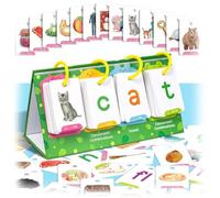 CVC Word Builder - Carte da gioco per imparare a leggere, Montessori Word Building Desktop Pocket Chart Tent Flash Cards Kit con 129 carte per lettura e ortografia, apprendimento fontico istruzione