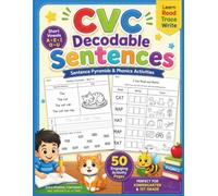 CVC Words Sentence Pyramids Workbook for Kids: Learn to Read with Decodable Sentences, Phonics Practice, Reading Fluency, Read Trace Write, Find and Color Activities for Kindergarten and 1st Grade