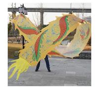 CVdrtyED Costume Danza Leone Nastro Da Danza Del Drago In Tessuto Di Seta For La Con Testa In Fluida Che Agita E Lancia All'aperto Spettacolo Drago(Yellow,10 meters)